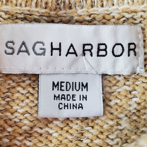 🔹️Sag Harbor Tan Buttoned Cowl Neck Sweater Medium - Picture 8 of 9